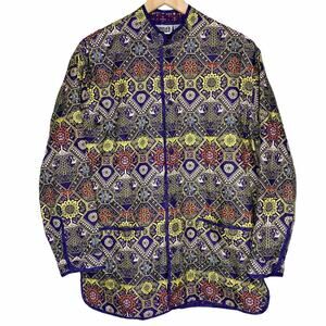 Vintage Chico’s Silk Oriental Print Jacket Blouse Medium Boho Bohemian